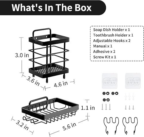 Miniatura 6 de TONLEA Soporte para jabón, soporte de pared para cepillo de dientes para baño, organizador de cepillos de dientes de acero inoxidable para pasta de