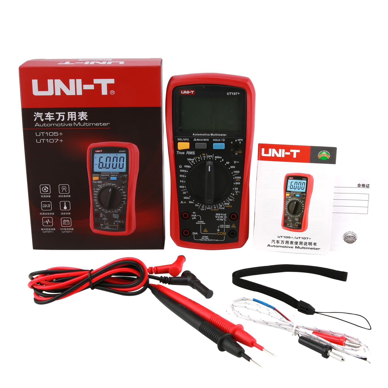 UNI-T UT107+ Automobile Multimeter High Precision True RMS Automobile Automatic Range Actual Value Digital Multimeter.