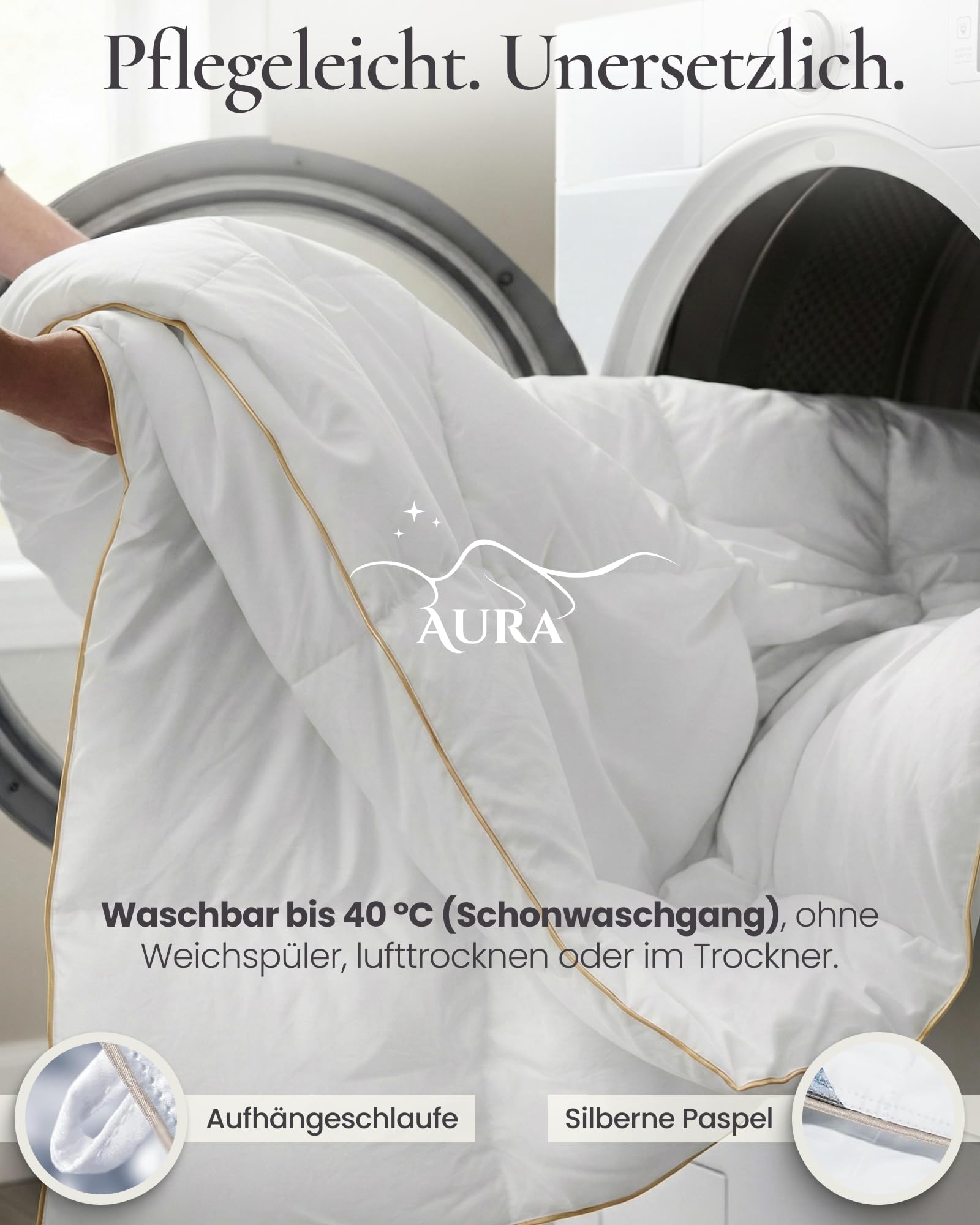 Aura® Luxus Daunendecke 135x200 cm extra warm | Deluxe 100% ungarische Gänsedaunen Klasse I | Oeko-TEX® Standard 100 | Allergikergeeignet Winter Bettdecke