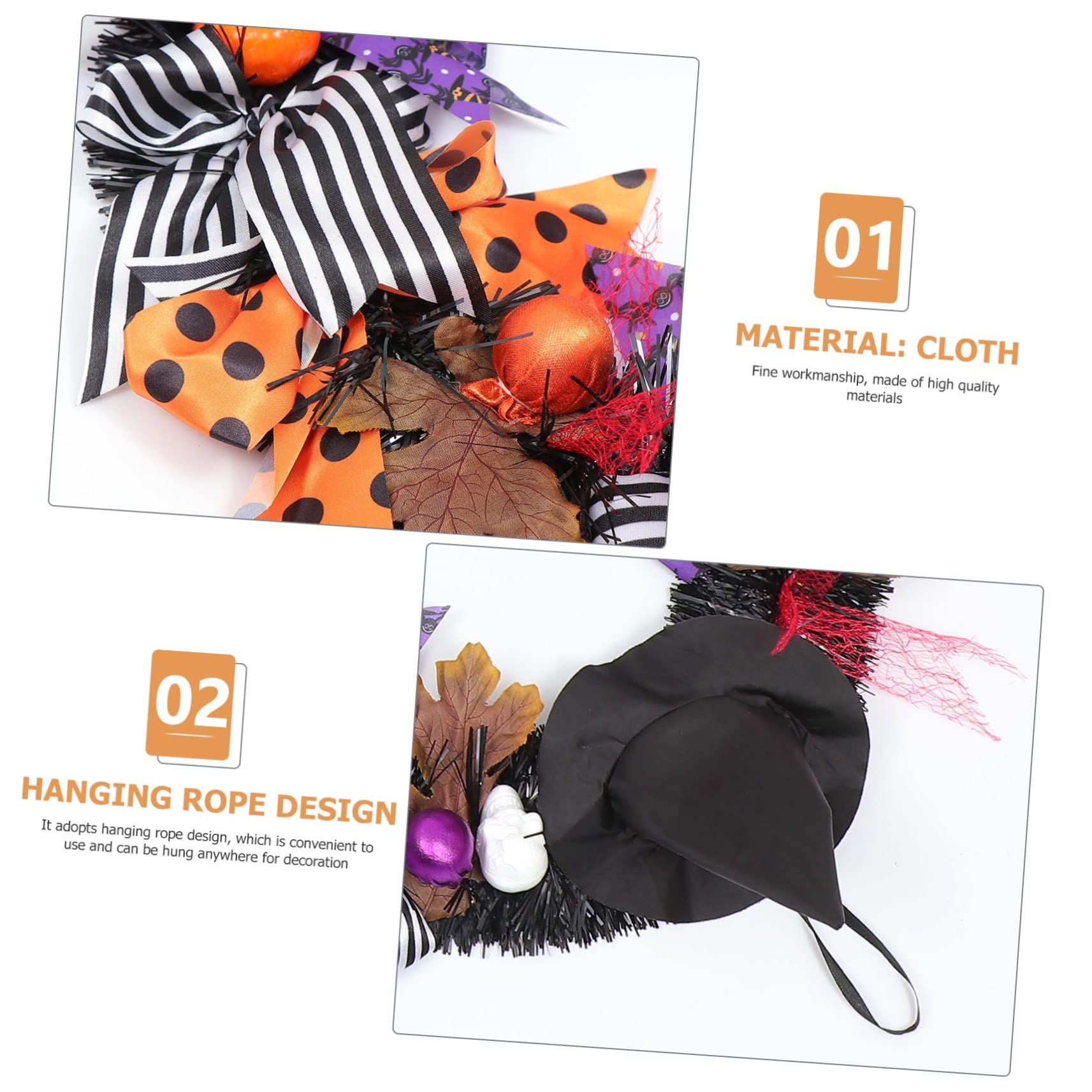 1stück Halloween-Kranz Mit Kürbis-Skelett- Hängende Wanddekoration Für Tür Gruselige Fotorequisiten Für Halloween-feiern Und Festlichkeiten Geeignet Für Innen Und