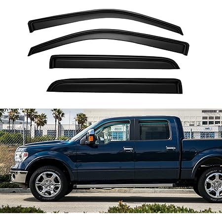 Extreme Online Store For 2009-2014 Ford F-150 Crew Cab | EOS Visors In-Channel Style Smoke Tinted Side Vents Window Deflectors Rain Guards - Foto 11