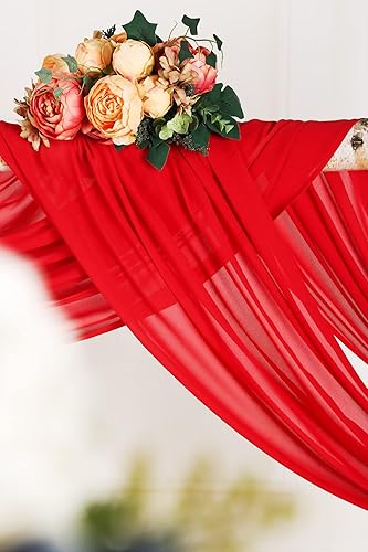 Miniatura 4 de SHERWAY 2 paneles de cortinas de tela de gasa para arco de boda, paneles de cortina de telón de fondo de fiesta, decoración de ceremonia y recepción