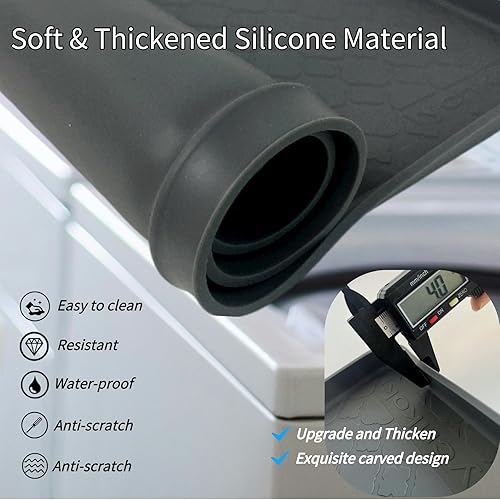 Miniatura 3 de Fundas para lavadora y secadora para la parte superior, 26.5 x 25.6 pulgadas, alfombrilla protectora de carga frontal de silicona para lavadora,
