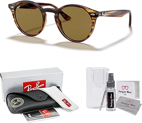 Vista 2 de Ray-Ban RB2180 - Gafas de sol redondas para hombre y mujer + paquete con kit de cuidado iWear de diseñador..