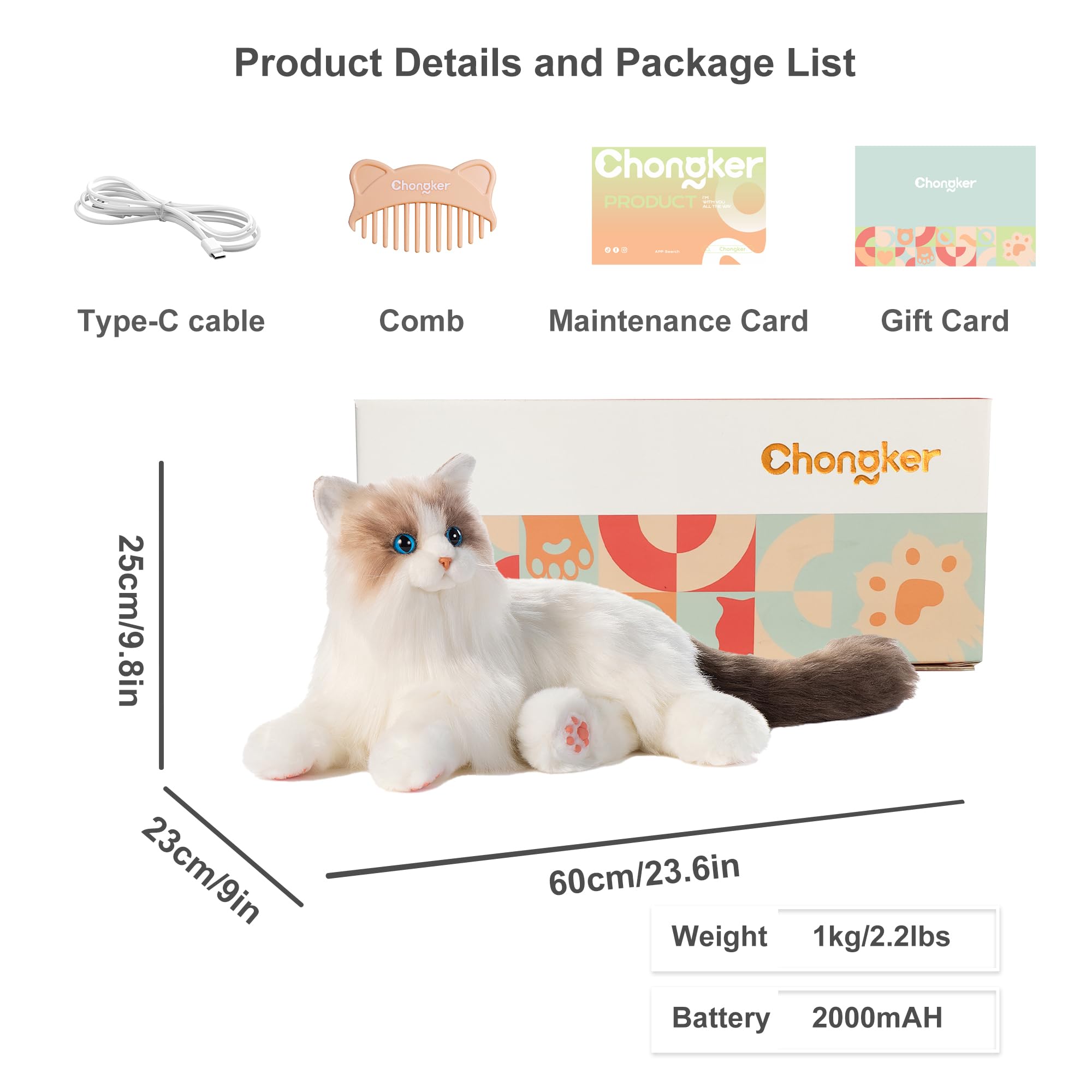 Amazon.co.jp: Chongker リアルなコンパニオンロボット 猫 ぬいぐるみ