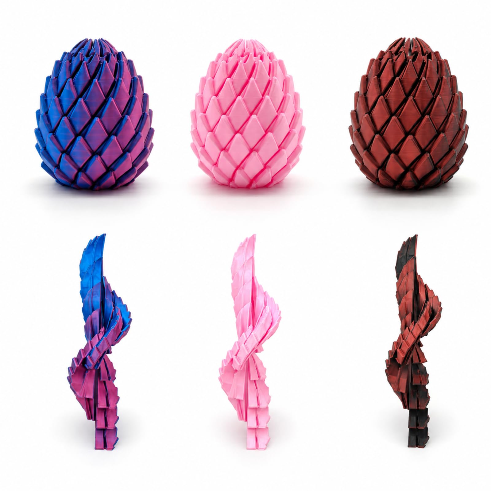 3-Piece 3D Printed Fidget Set, Transforming Dragon Egg Desk for, Expands Fidget Star, Laser Colours