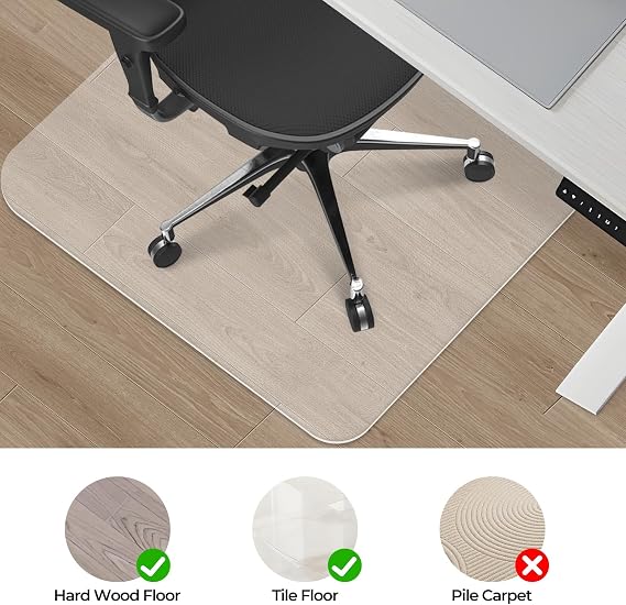 Office Chair Mat for Hard Wood Floors 120x120cm Heavy Duty Floor Protector Computer Desk Chair Mats for Rolling Chairs, Easy Clean