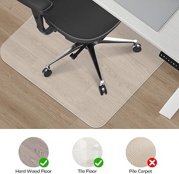 Office Chair Mat for Hard Wood Floors 120x120cm Heavy Duty Floor Protector Computer Desk Chair Mats for Rolling Chairs, Easy Clean