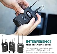 Vista 5 de Movo WMX-20-DUO Sistema de micrófono inalámbrico UHF de 48 canales con 1 receptor, 2 transmisores y 2 micrófonos de solapa compatible con cámaras