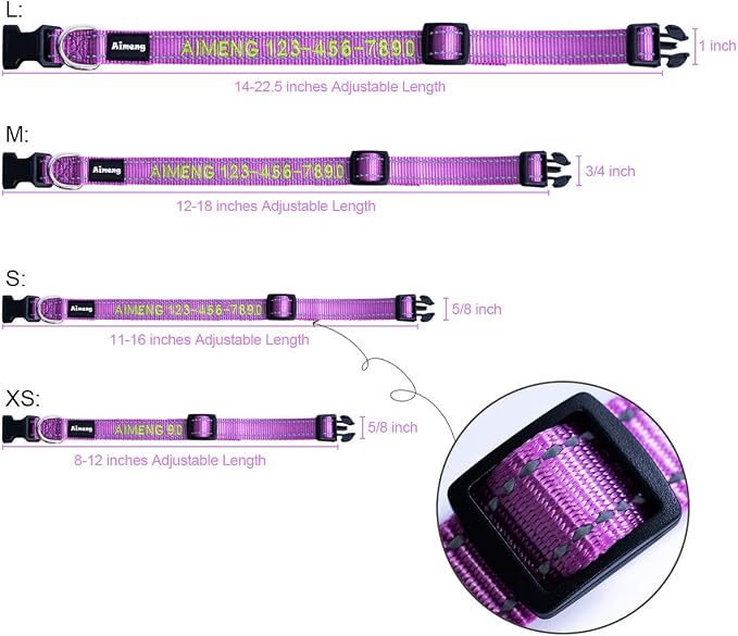 Collar Personalizado Ajustable para Perro Bordado con Nombre y Teléfono miniatura 6