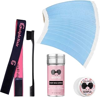 Goiple 40pcs Wig Tape for Wigs Double Sided Waterproof Lace Wigs Adhesive, Tapes Strips for Lace Front Wig Toupee, Hairpiece Wig Tapes Wig Tape for Hair Extension with Wax Stick Edge Control Wax