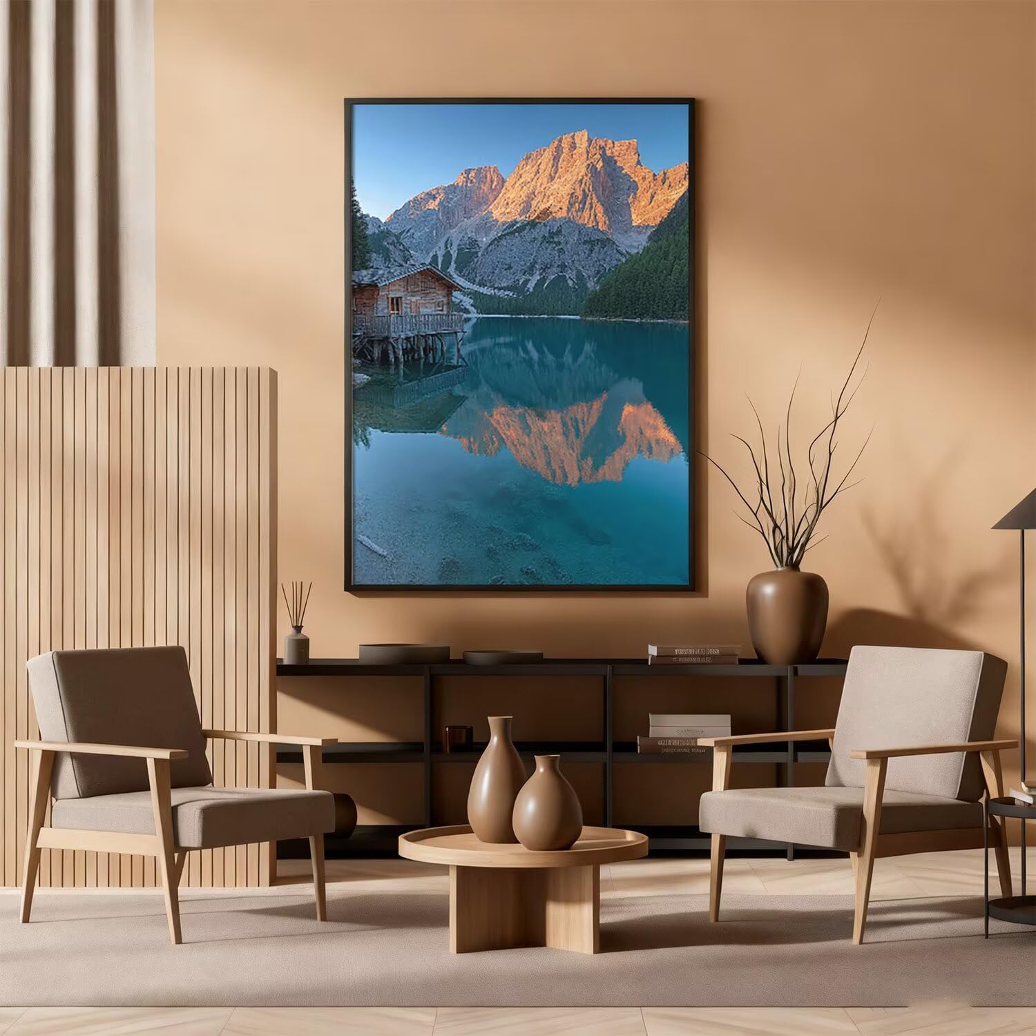 Lake Mountains Zestaw do malowania po numerach, dla dorosłych i dzieci z ramą, DIY, kolorowa, akrylowa farba olejna, ręcznie robione rękodzieło, ze pędzlami, Boże Narodzenie, dekoracja domu, obrazy