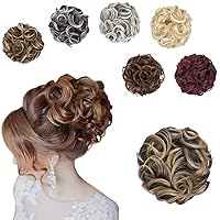 Vista 20 de Elaine Extensión de Moño Grande y Desordenado Cabello Rizado Moños Piezas de Cabello para Mujeres Sintético Ondulado Coleteros Grandes Gruesos