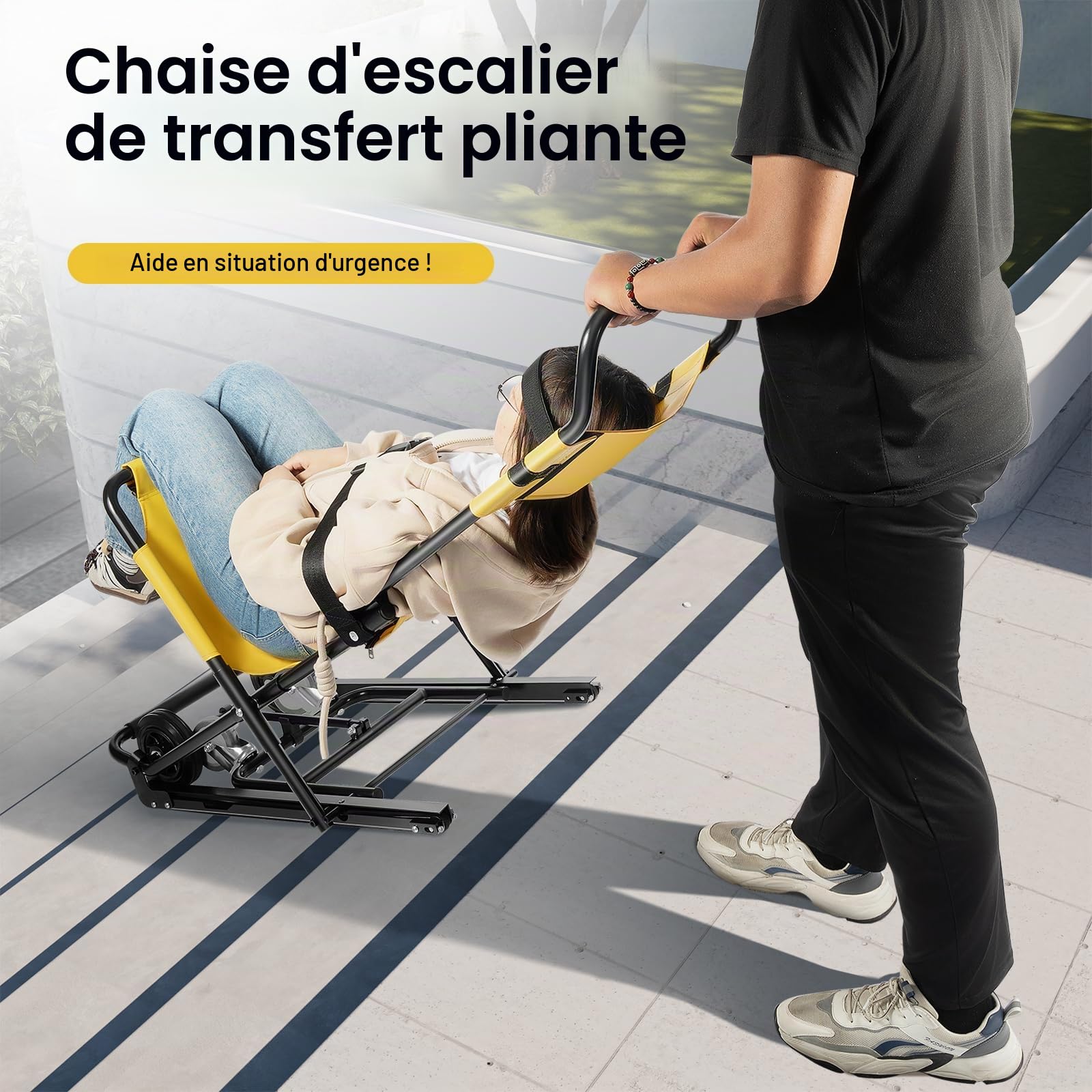 Manual Lift Stair Chair Folding Evacuation Chair Folding Stair Chair 350lb 4 Caster Lift Wheelchair