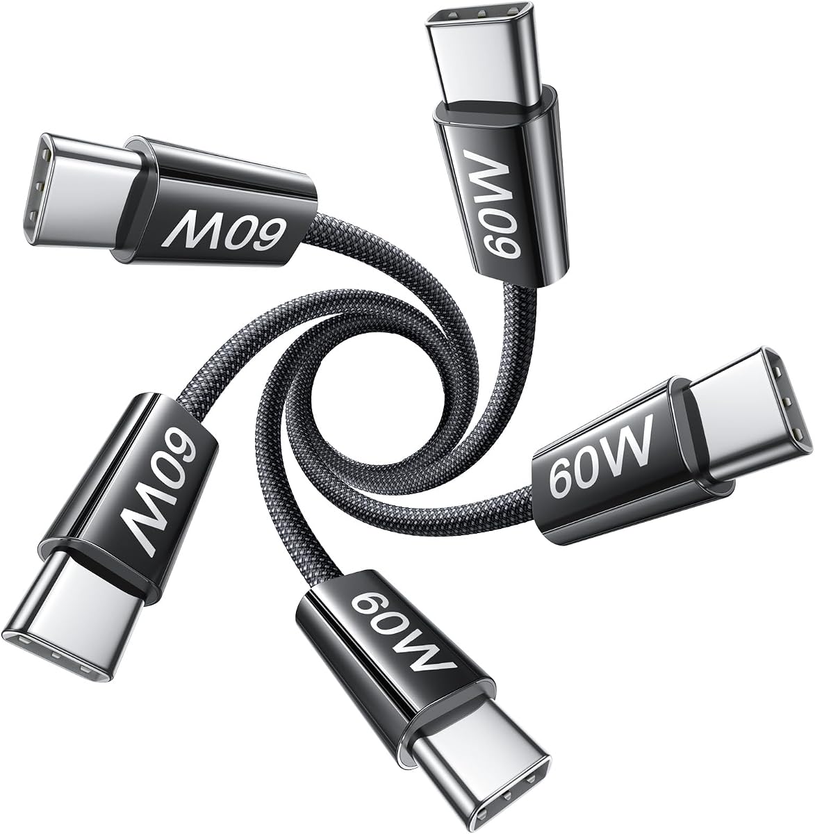 LISEN USB C Cable, 5-Pack [3.3FT] USBC to USBC Cable for iPhone 16e 15 Pro Max Charger Cord, 60W (3.1A) C to C Cable Fast Charging for Samsung S25/S24/23, Switch 2, iPad, MacBook,Black