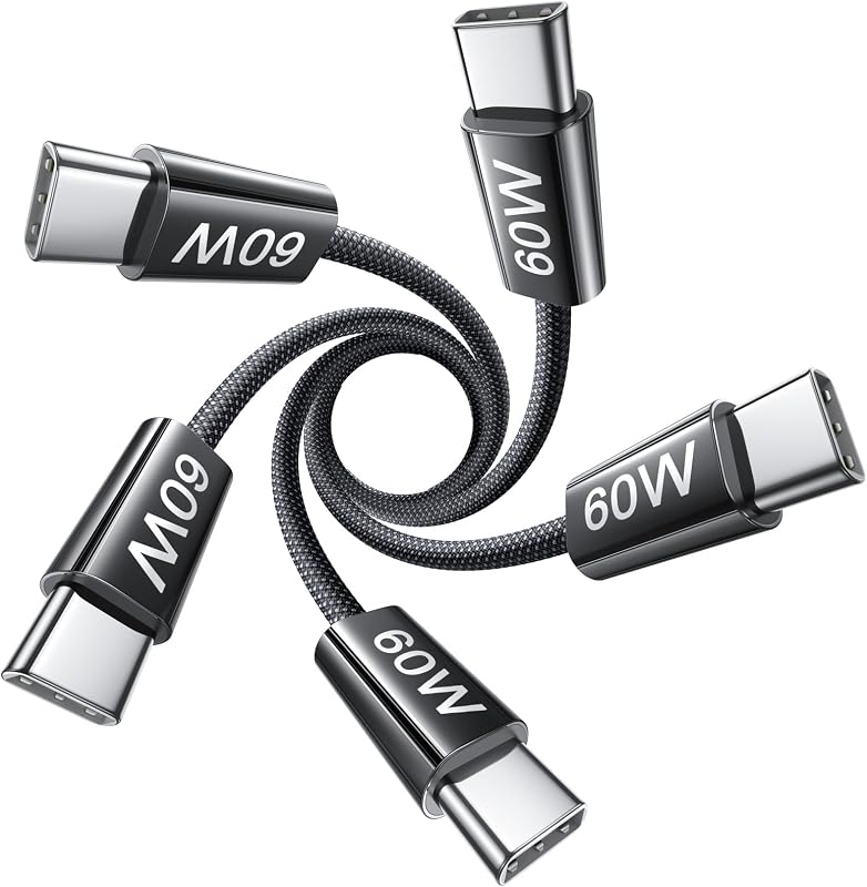 LISEN USB C Cable, 5-Pack [3.3FT] USBC to USBC Cable for iPhone 16e 15 Pro Max Charger Cord, 60W (3.1A) C to C Cable Fast Charging for Samsung S25/S24/23, Switch 2, iPad, MacBook,Black