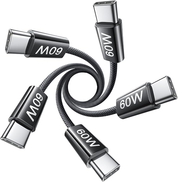 LISEN USB C Cable, 5-Pack [3.3FT] USBC to USBC Cable for iPhone 16e 15 Pro Max Charger Cord, 60W (3.1A) C to C Cable Fast Charging for Samsung S25/S24/23, Switch 2, iPad, MacBook,Black