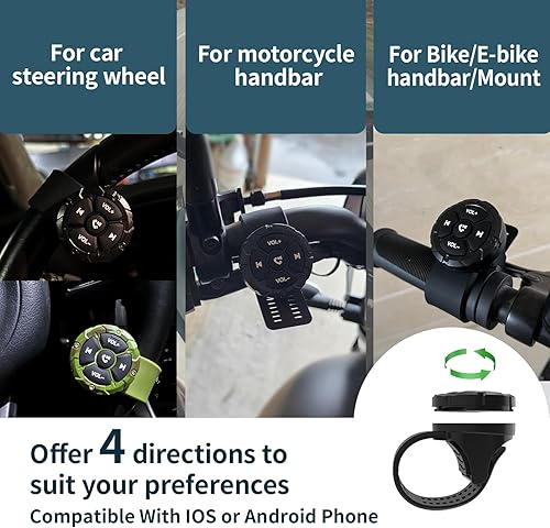 Miniatura 2 de Jaesien Botón remoto inalámbrico Bluetooth multimedia, controlador de teléfono impermeable para conducir, ciclismo, botón de control de música del