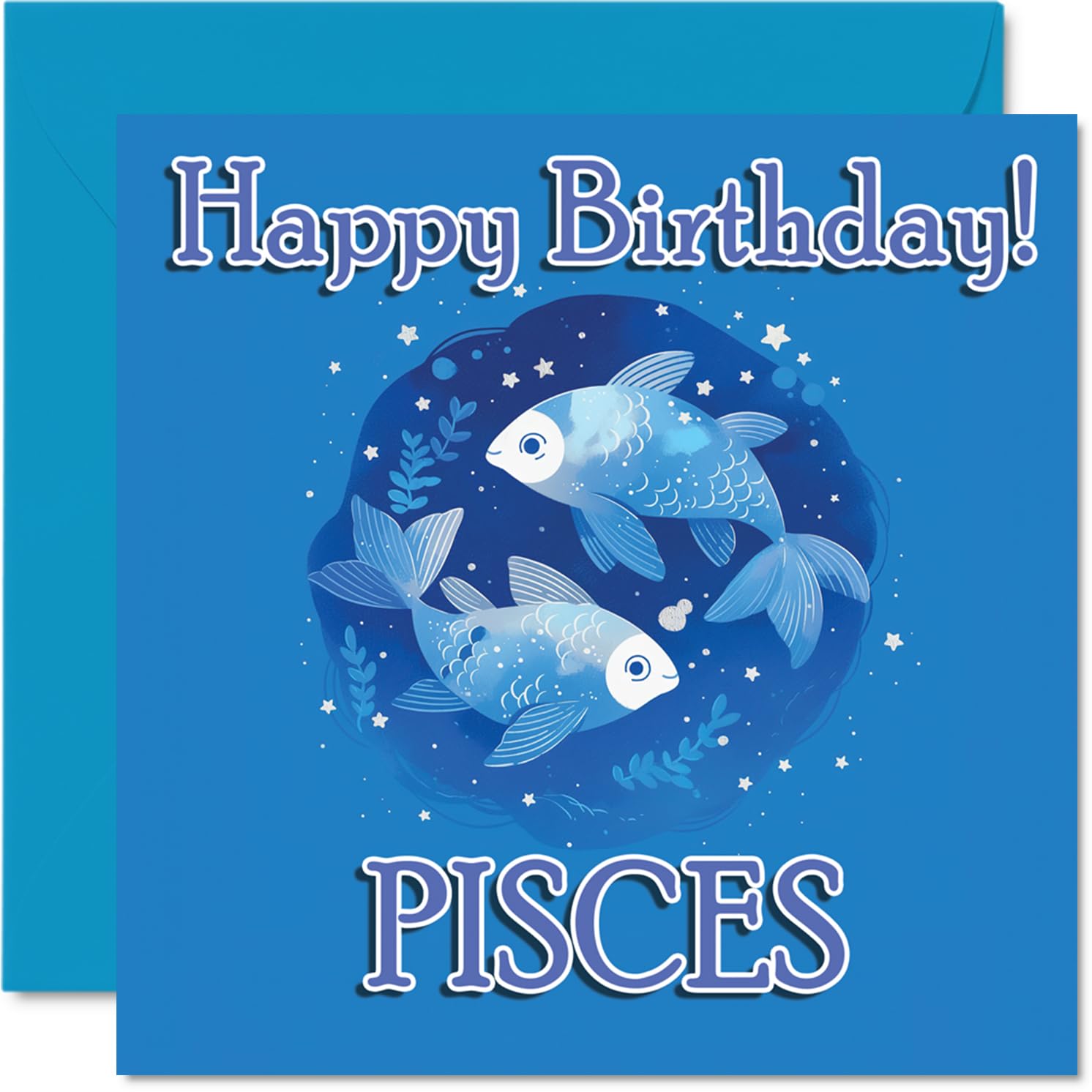 Pisces Birthday Card for Men Women - Zodiac Niji - Happy Birthday Card for Husband Dad Uncle Neighbour, 145mm Bday Greeting Cards
