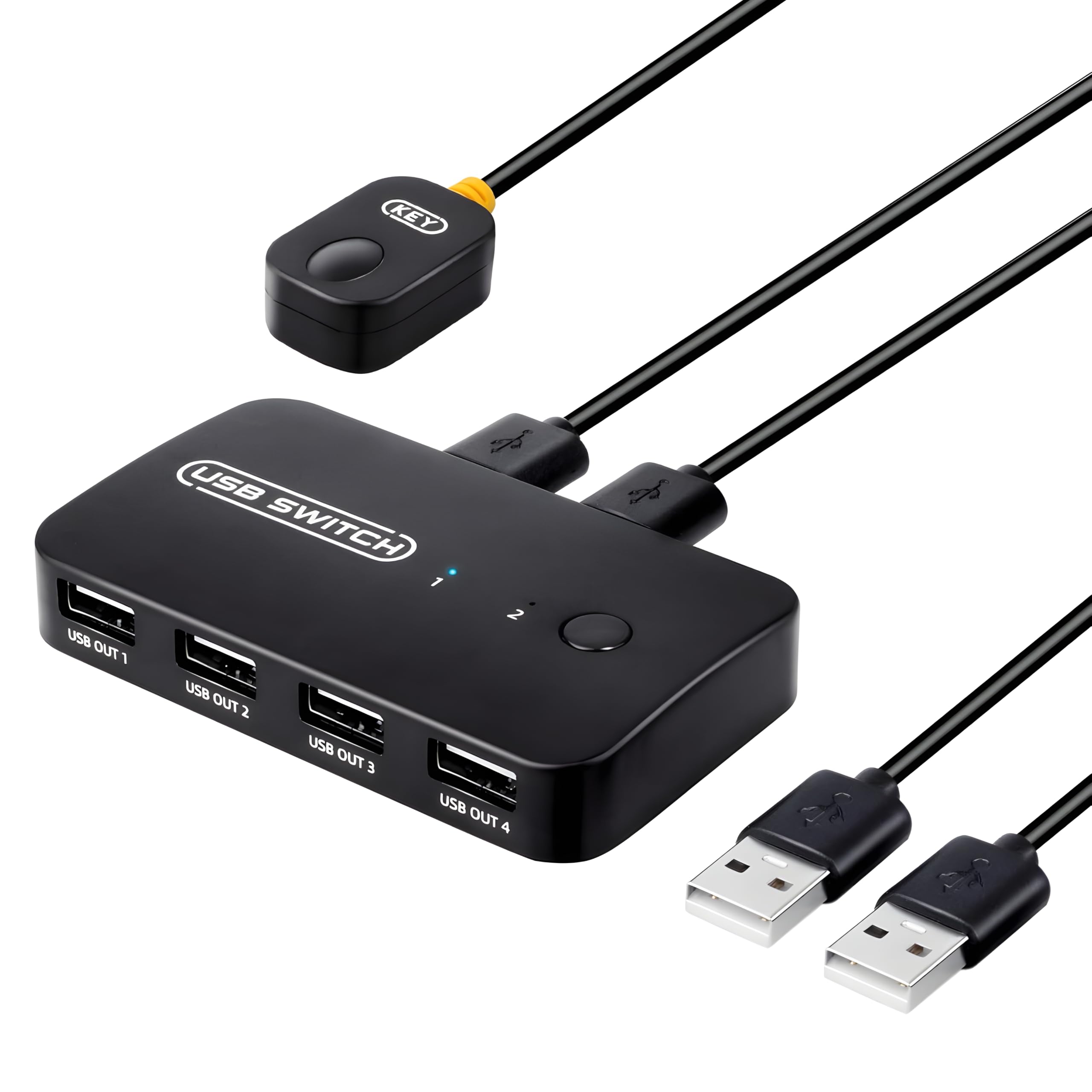 COOLCOLD USB 2.0 Switch Selector 2 Computers Sharing 4 USB Devices 4-Port USB Peripheral 2 in 4 Out USB Switcher Box for PC, Mouse,Keyboard, Printer, Scanner with 2 USB Cables, Compatible Windows/Mac-image-22