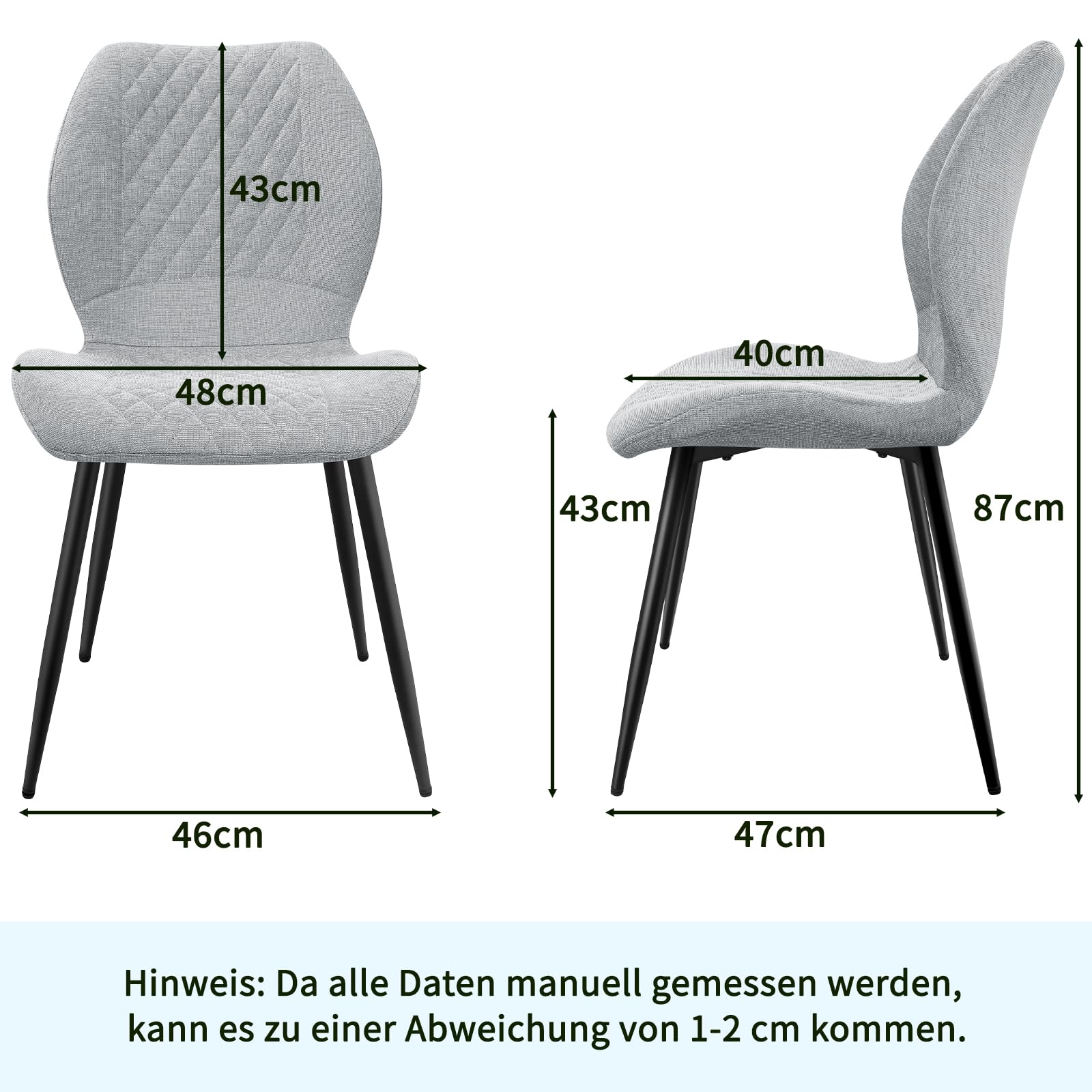 JIJIAN Essgruppen mit Dunkelbraun Holz Esstisch und 6 Grauer Stühle, Rechteckiger Esstisch in 140 x 80 x 76 cm mit 6 Ergonomischer Design Leinen Esszimmerstühle, für Esszimmer, Küche, Wohnzimmer
