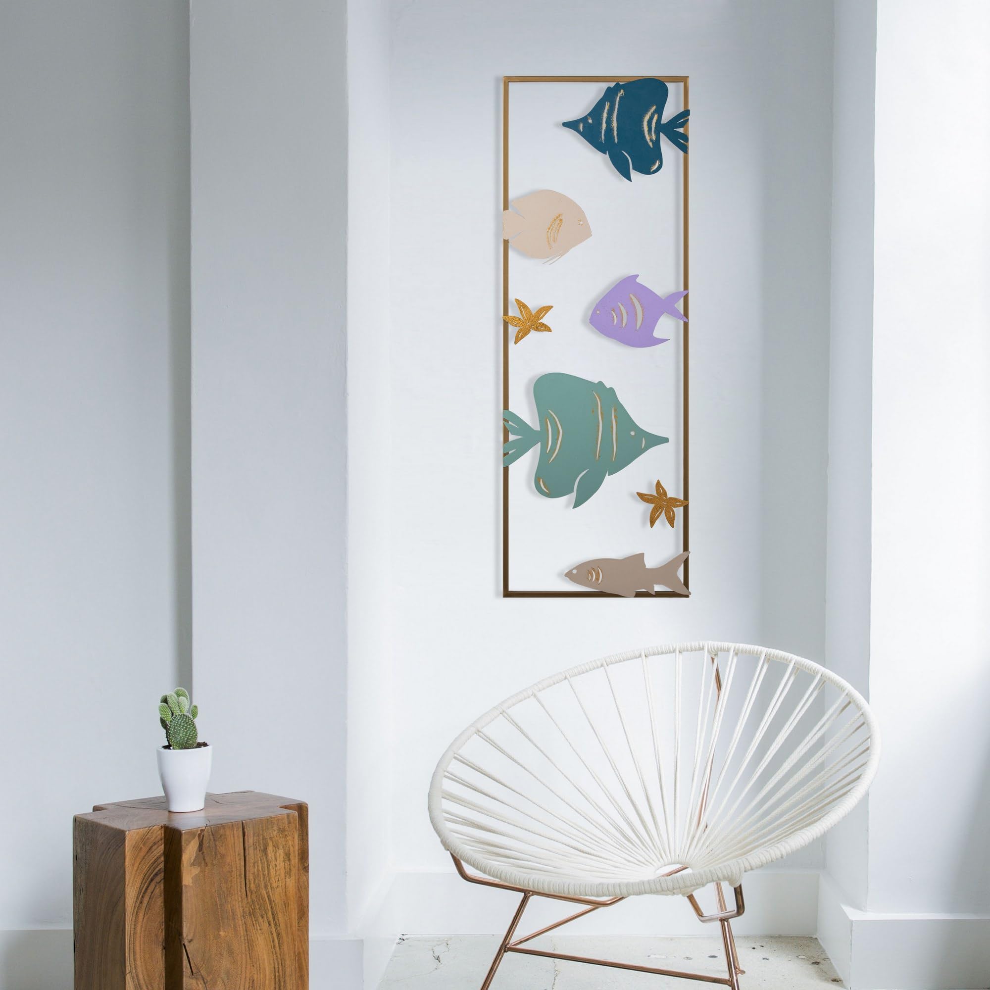 Hand-Painted Decorative Metal Accessory, 32 x 5 x 90 cm, 100% Metal (0.8 mm), Unique Colour Variations for Stylish Home Decor