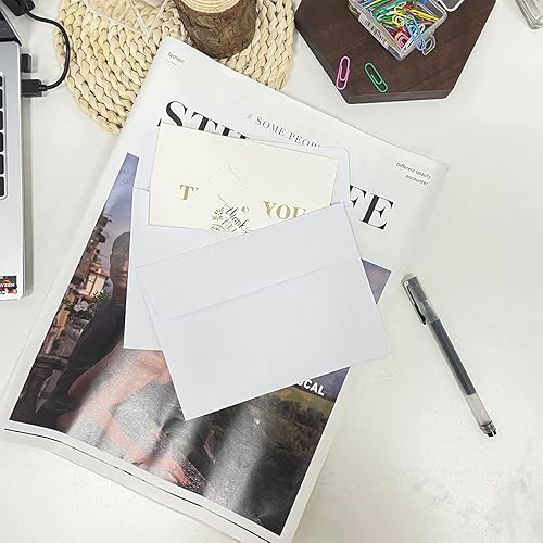 Miniatura 6 de Sobres de invitación A7 (200 piezas)  Diseño sin ventanas de 5.25 x 7.25 pulgadas, papel blanco de 120 GSM, autosellado rápido imprimible para