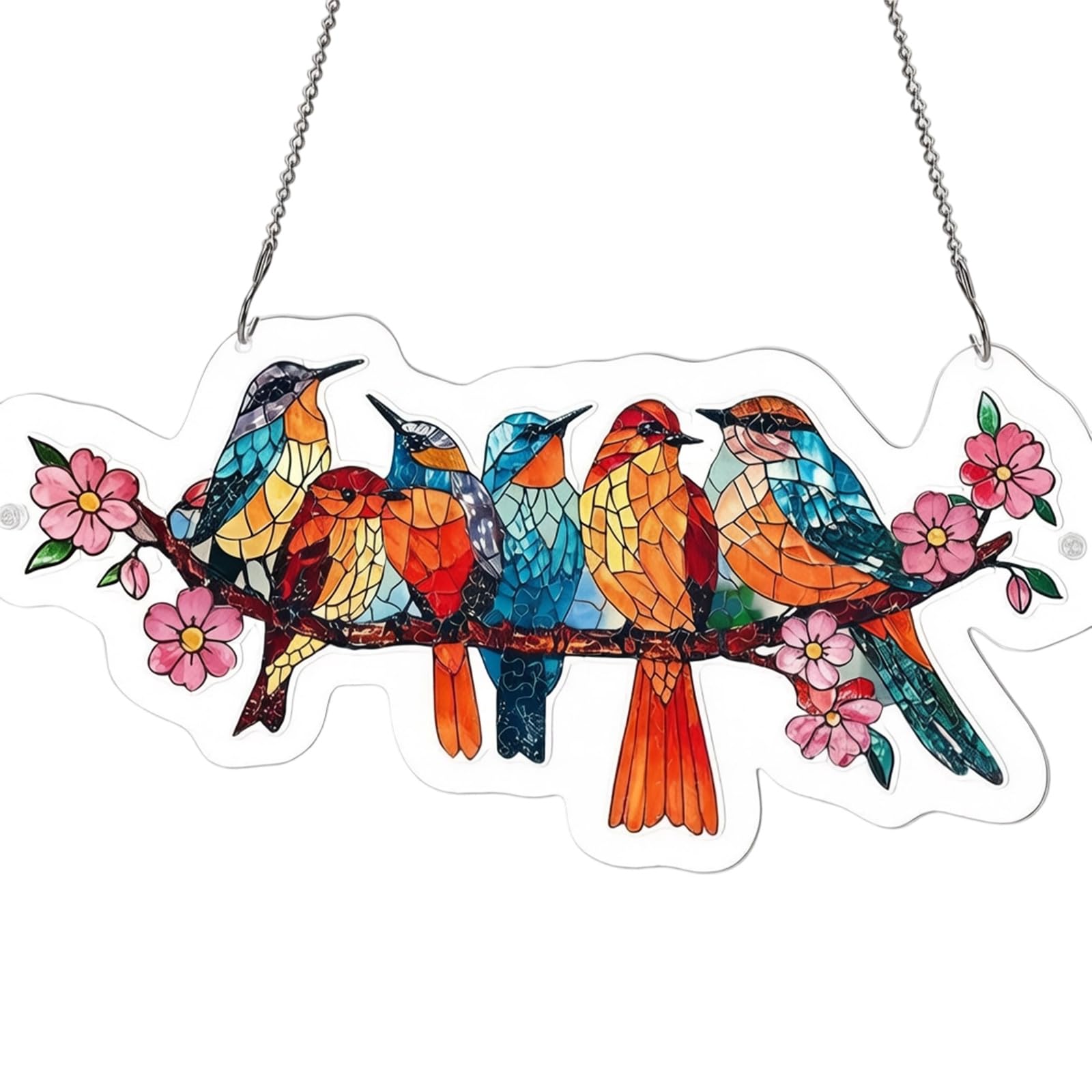 Stained Glass Window Hanging Jigsaws Puzzle Suncatchers 2D Acrylic Window Panel with Rope for Garden Yard Ornament Gift Acrylic Puzzle Suncatchers