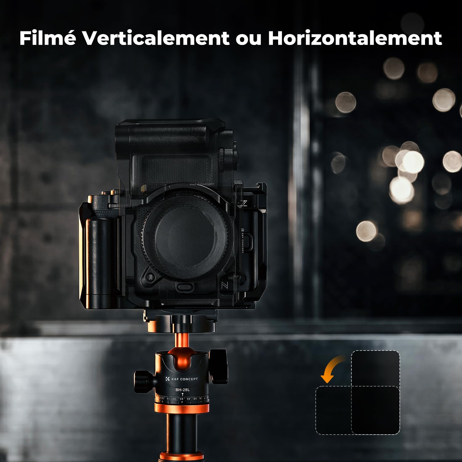 K&F CONCEPT Cage Rig Compatible avec Nikon ZR en Aluminium Léger 221g Solide et Stable avec Cold Shoe Filetages 1/4" et 3/8" Base Arca Protection Silicone Démontage Rapide