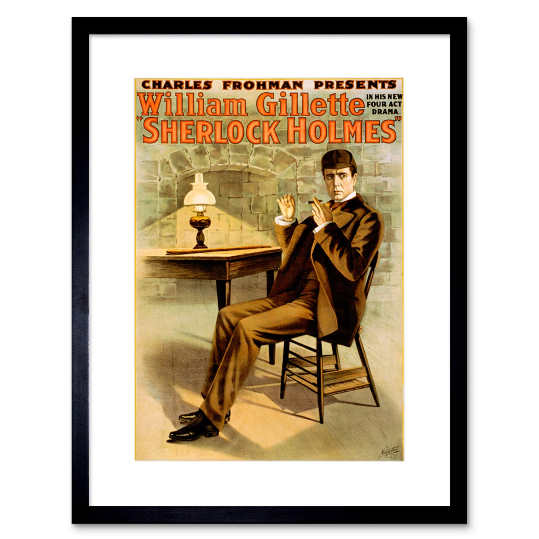 Wee Blue Coo THEATRE STAGE PLAY SHERLOCK HOLMES MYSTERY CRIME DRAMA FRAMED PRINT B12X7803