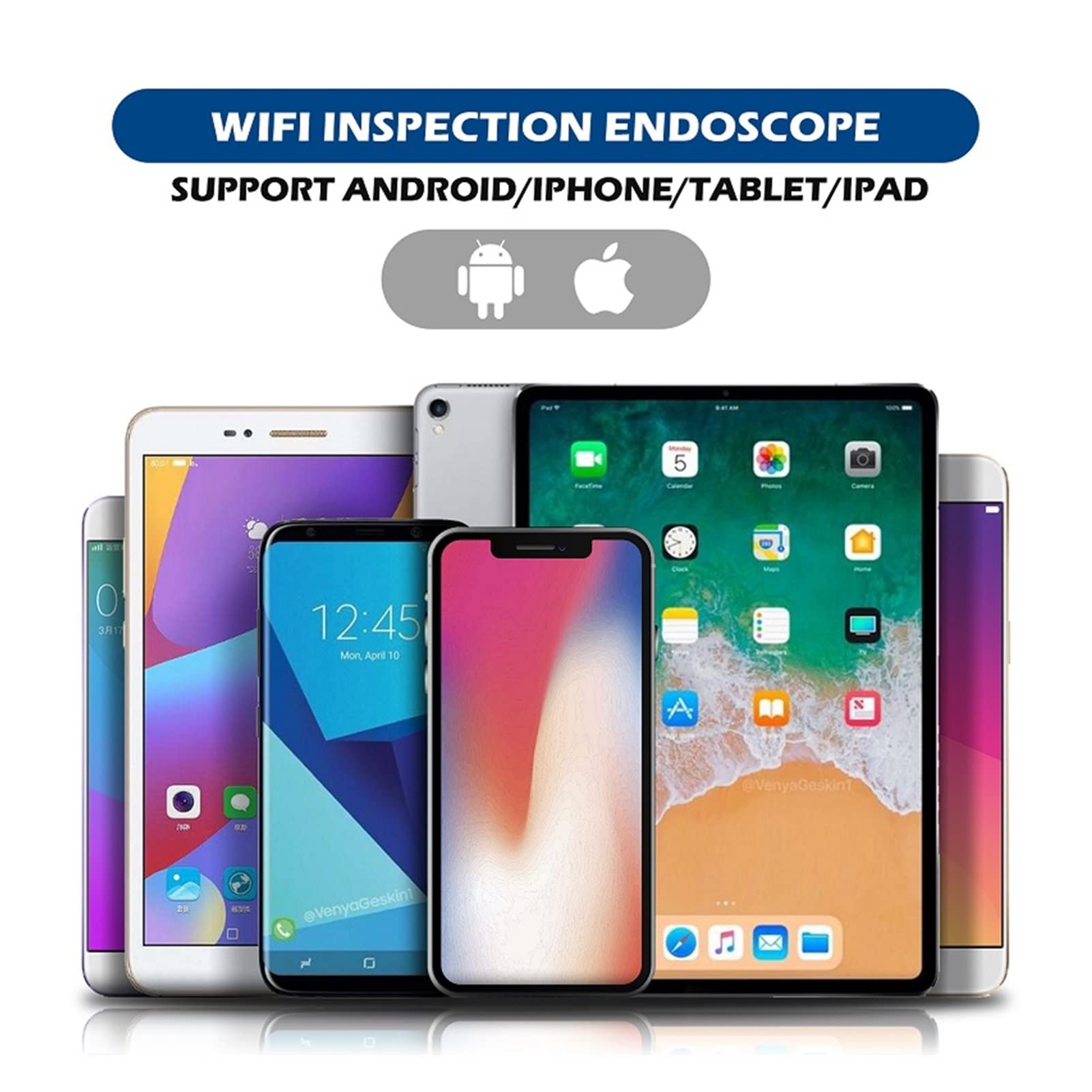 F220 WiFi. Lente endoscopio 5,5 mm HD1080P IP67. Endoscopia impermeabile 6. Le. Telecamera Borescope di ispezione DS 2600 Mah per Fognature(10m)