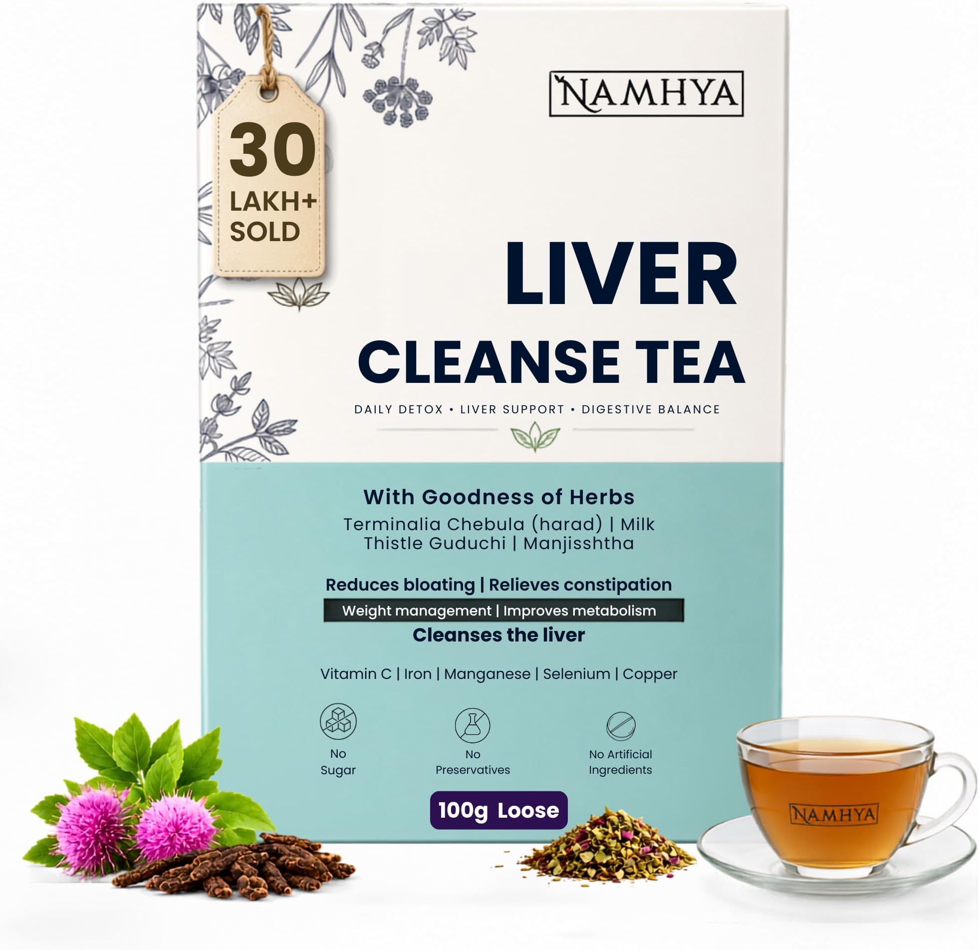 Namhya Liver cleanse Tea with Harad Milk Thistle (Loose Leaves)