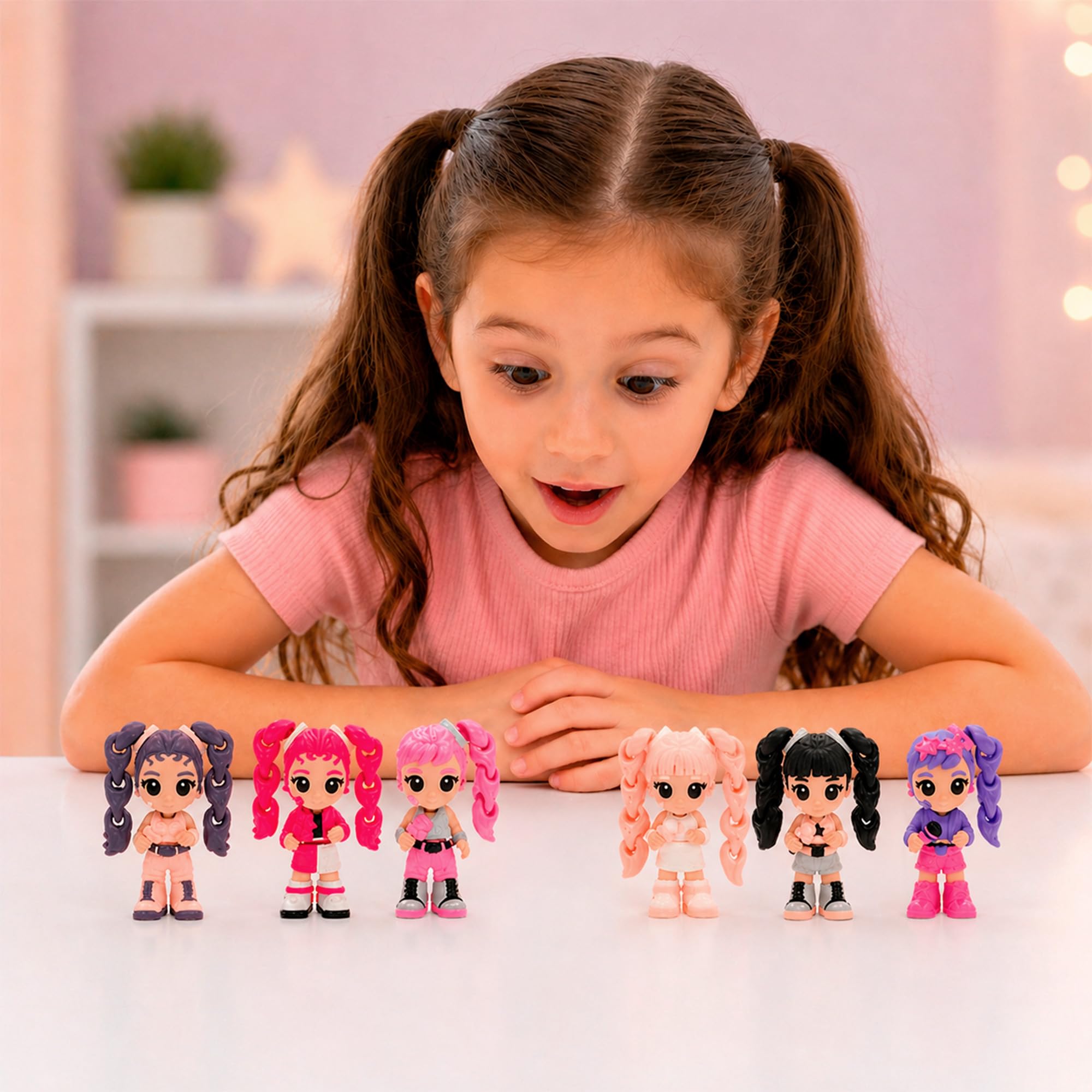 K-POP IDOL PALZ 3D Pack de 3 Yura, Nari, Yuni Figuras Coleccionables Altamente Articuladas con Cabello Intercambiable Juguete para Niños a Partir de 3 Años
