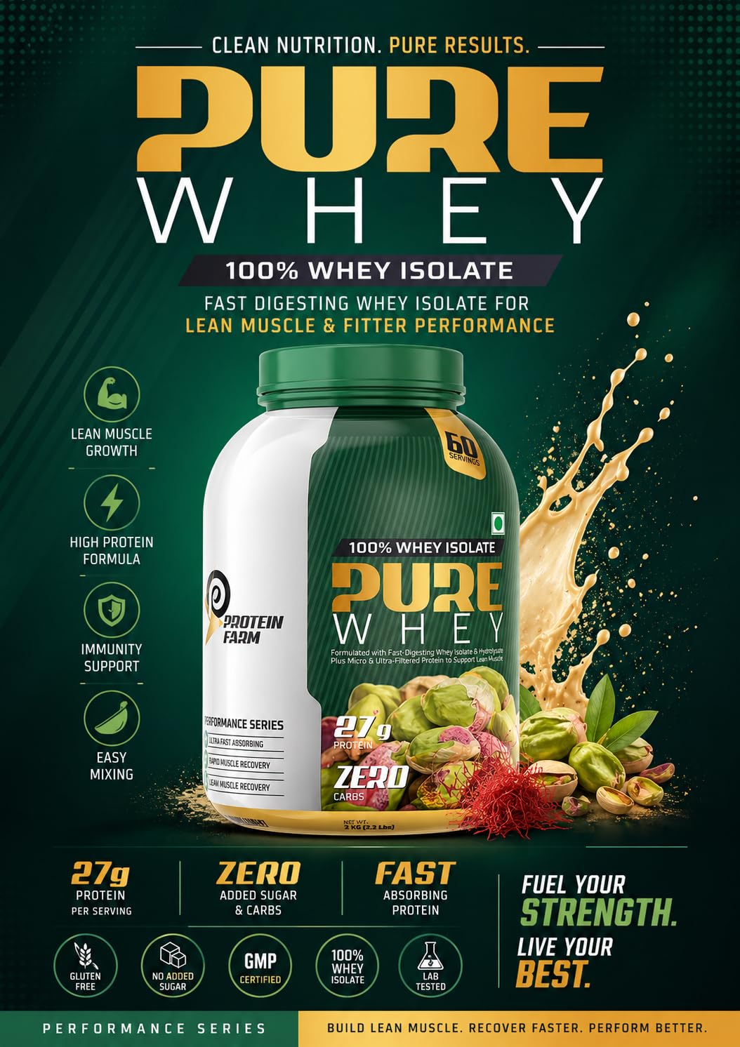 PURE WHEY solate & Hydrolyzed Whey Protein I 27 gms pure protein 2KG (KESAR PISTA) — Amazon image 4
