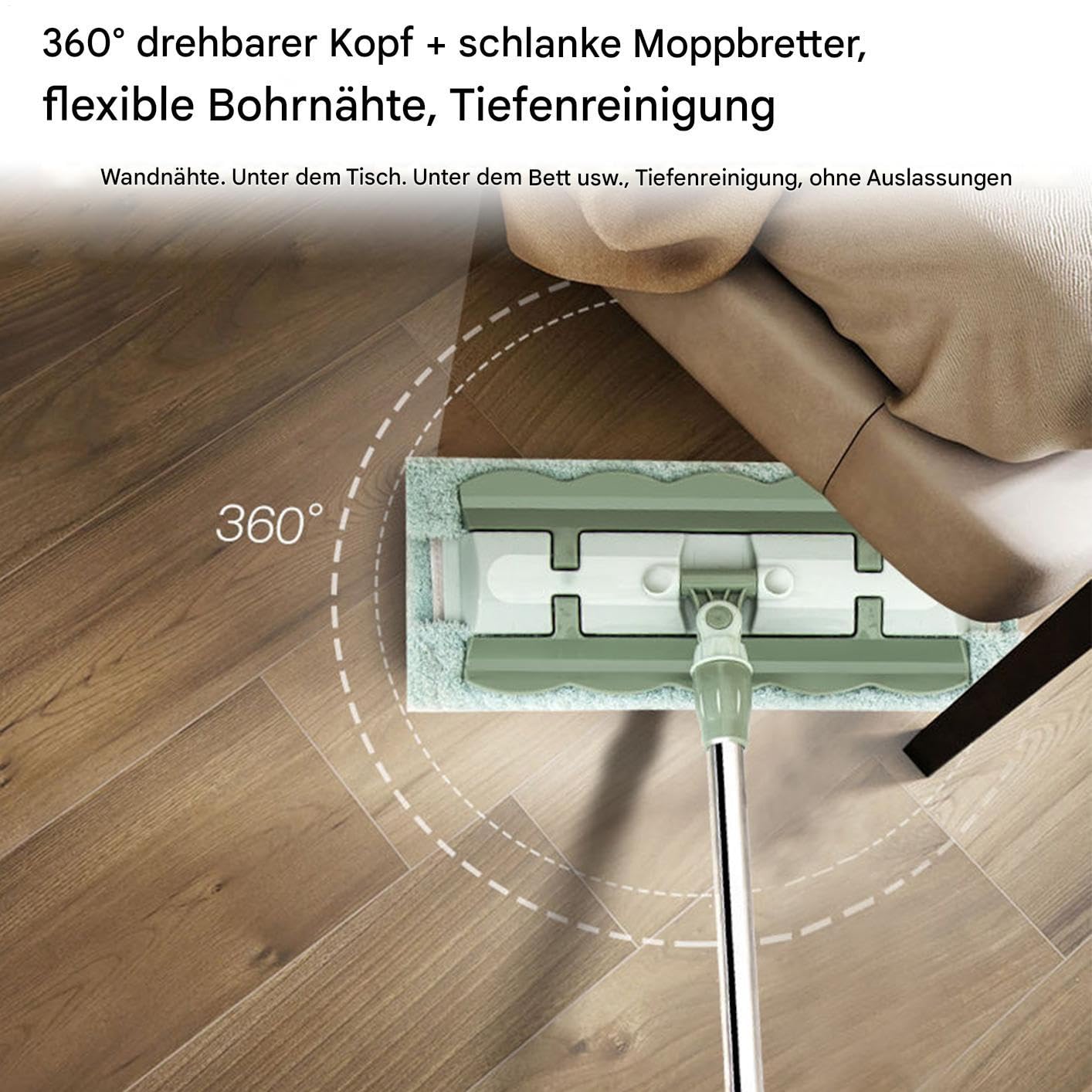 Mopa Para Suelos Madera Rotación 360 Grados, Mango Telescópico, Raspador | Mopa limpiadora con 4 almohadillas lavables Con Rascador De Polvo Para Cocina Baño Patio Baldosas Y Suelo Laminado
