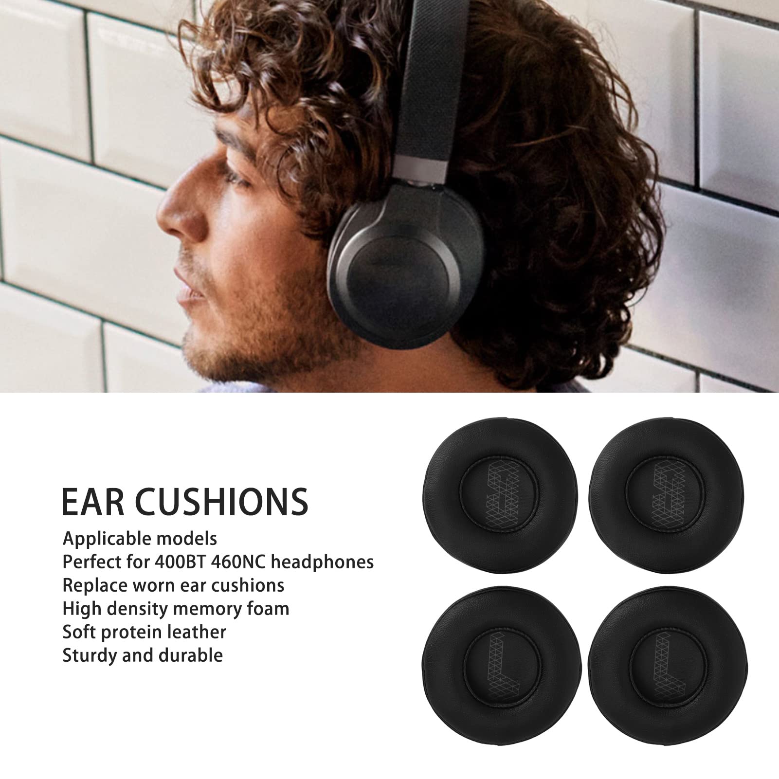 Ersatz-Ohrpolster Für JBL LIVE 400BT & 460NC - 2 Paar Mit Proteinleder & Memory-Schaum