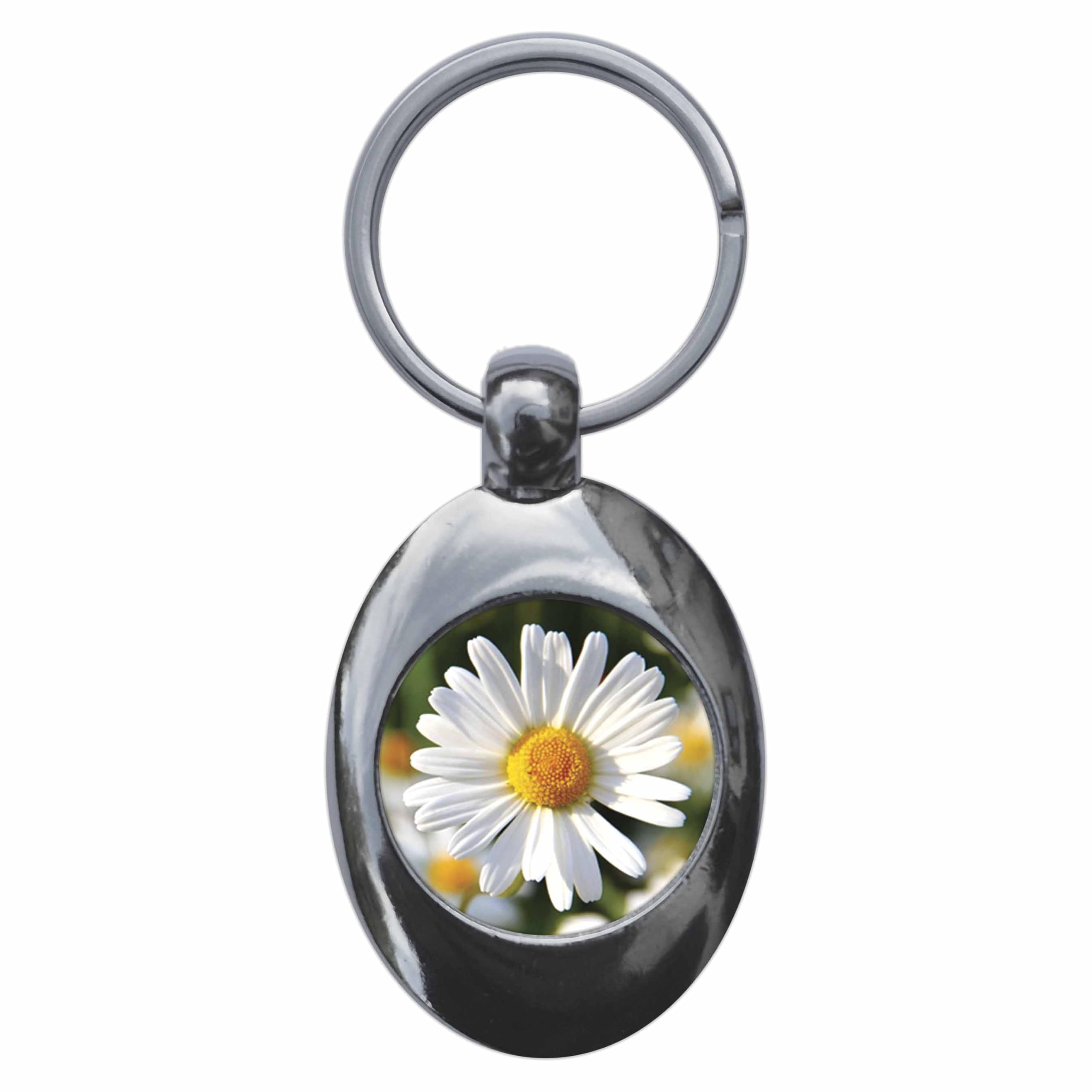 Ozorath Daisy Flower Keyring Keychain Key Ring Chain With Trolley Coin