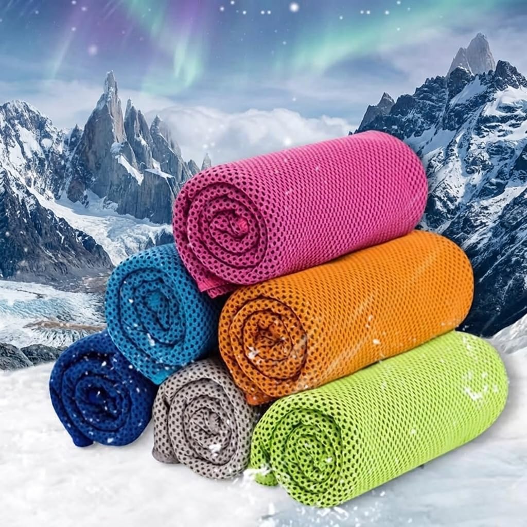Asciugamani rinfrescanti per la stagione calda, asciugamano per collo e viso in microfibra ad asciugatura rapida, asciugamano sportivo traspirante, confezione da 6, 99,8 x 30 cm, morbidi e assorbenti