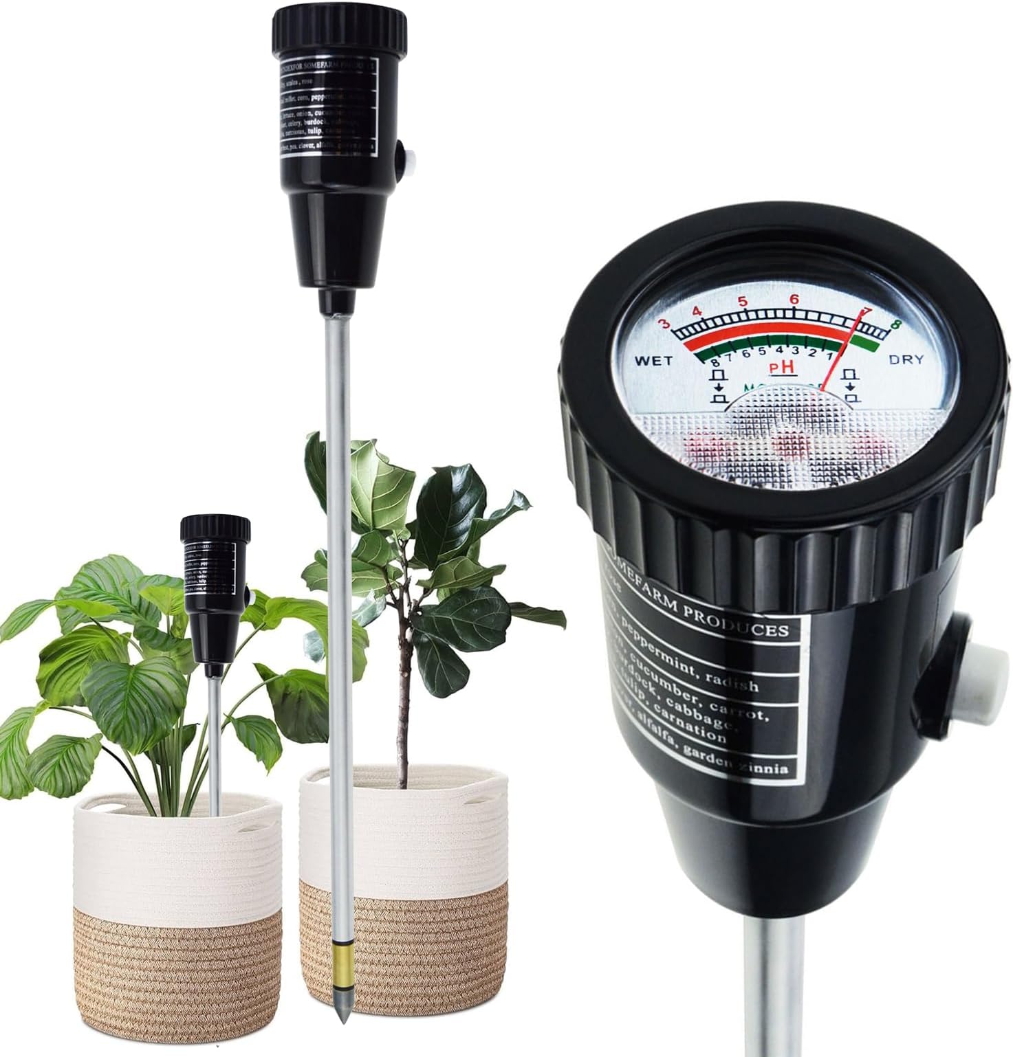 GAIN EXPRESS Soil PH Meter, Soil Moisture Sensor Meter, Soil PH Tester Gardening Tool Kits for Plant, Tree, Soil Tester for Moisture Great for Garden, Lawn, Farm, Indoor & Outdoor Use 295mm Long