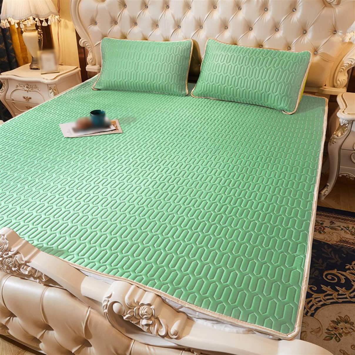 Single Bed Pad 90 x 200 cm*S Non-Slip Double Gauze Summer Use 3-Piece Set Sweat Absorbent Washable Mattress Elastic Bands at All Four Corners (Style M4 90 x 200 cm*S)