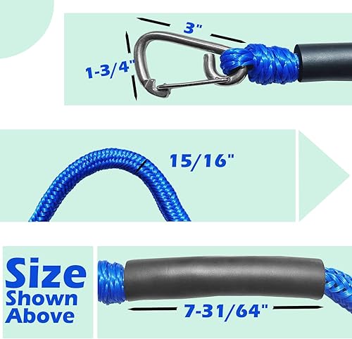 Miniatura 6 de Línea de muelle elástico para barco, cuerda de amarre marina con 2 clips de acero inoxidable, regalo de navegación para hombres, accesorio para