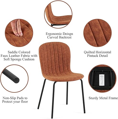 Miniatura 5 de NORDICANA Juego de mesa de comedor de 5 piezas, mesa de comedor rectangular moderna y sillas para cocina, comedor, rincón de desayuno con 4 sillas,