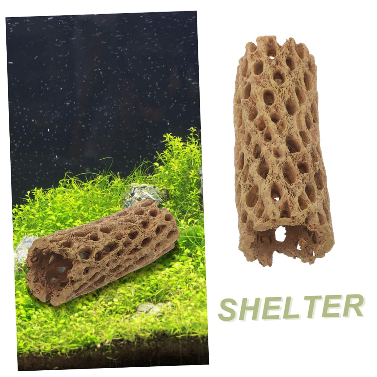 WOONEKY 2stücke Teiliges Garnelenversteck Aus Harz Natürliches Aquarium Ornament Für Fische Und Garnelen Sicherer Unterschlupf Dekorativer Rückzugsort Für Aquarien Und Teiche