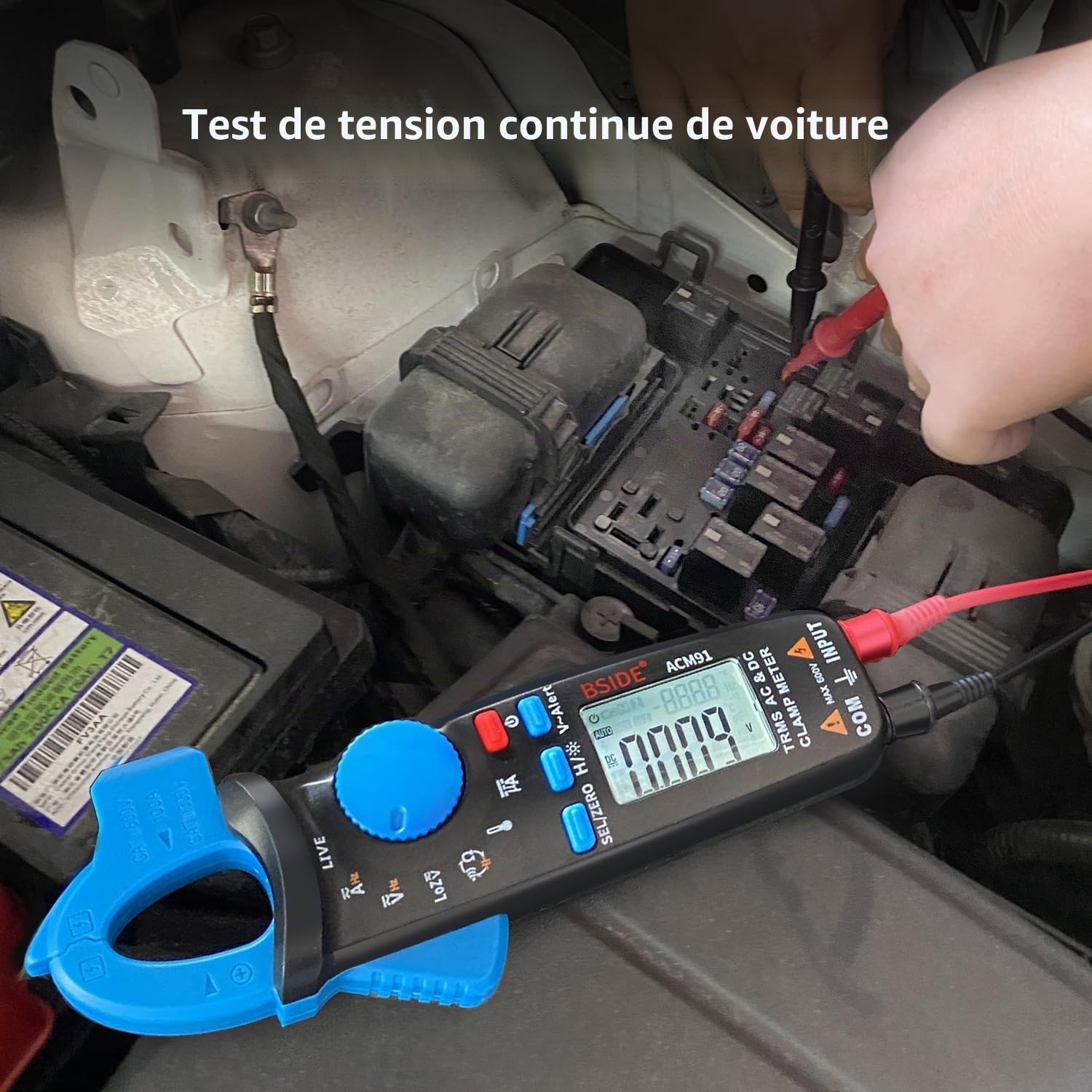 BSIDE ACM91 Pince Ampèremétrique AC DC 1mA TRMS Mini Pince à Courant de Fuite 6000 Comptes Testeur Multimètre Numérique de Température Capacité Ohm Continuité NCV LOZ Milliampèremètre pour Automobile