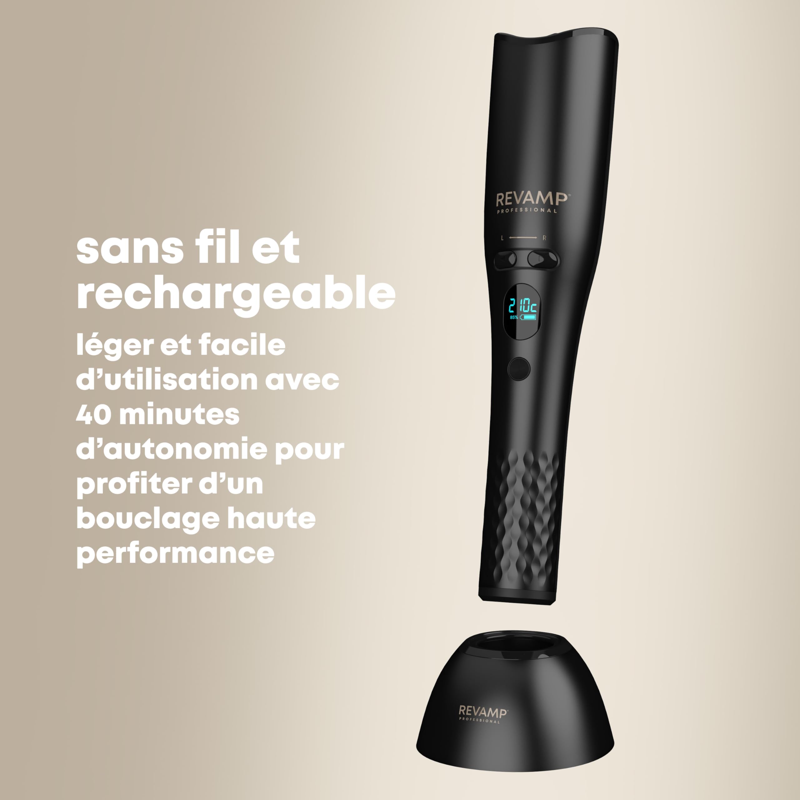 REVAMP iGEN Hollywood Curl Boucleur Sans Fil, Boucleur Automatique Rotatif – Barillet Céramique et Ionique pour Boucles Définies et Ondulations de Plage – Outil Rotatif, Fer à Ondes Stylées