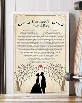 I Dont Want to Miss a Thing Lyrics Portrait Poster Print 12" x 18"