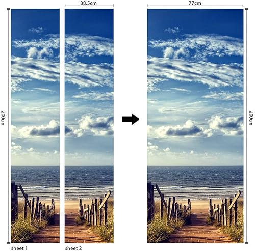 Miniatura 4 de MISSSIXTY Adhesivo 3D para puerta, papel tapiz de pared, calcomanías de vinilo extraíbles para decoración del hogar, 30.3 x 78.7 pulgadas (La orilla