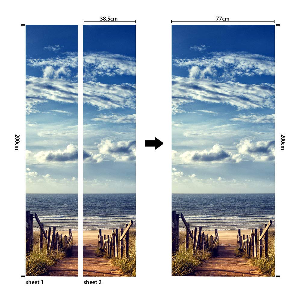 Sticker Porte Trompe L'Oeil 3D Roseau 77x200cm - Effet Réaliste