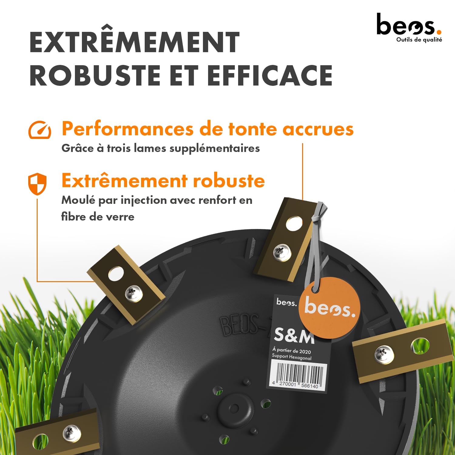 beos Disque à lames Tuning pour 6x lames - Disque à lames renforcé de fibres de verre pour tondeuses - robots Worx Landroid S&M (à partir de 2020) et Landxcape