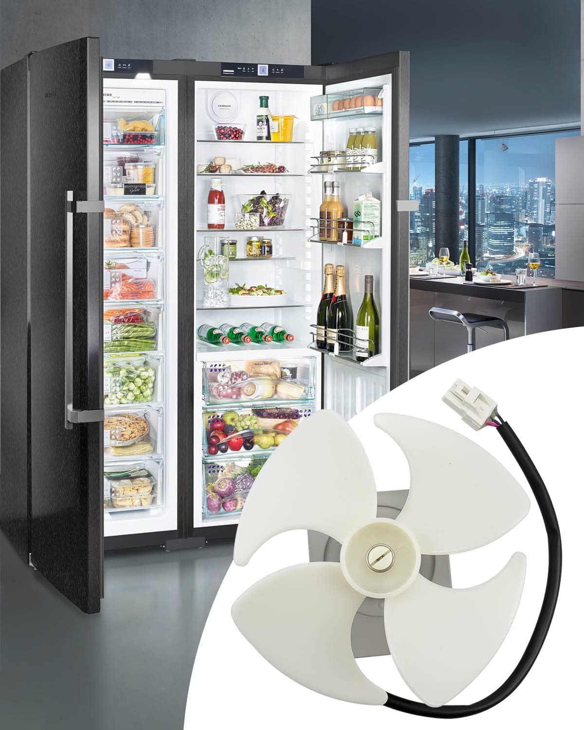DC12V Refrigerator Evaporator Fan Motor Assembly KBL-48ZWT05-1202A Fit for Frigidaire, Magic Chef, Omar Refrigerator 2W 2200r/min, Replace 5304518492 3059900004